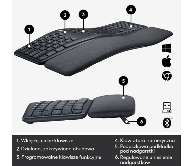 LOGITECH Klawiatura Ergo K860 US Graphite 920-010108 - 640461 - zdjęcie 11